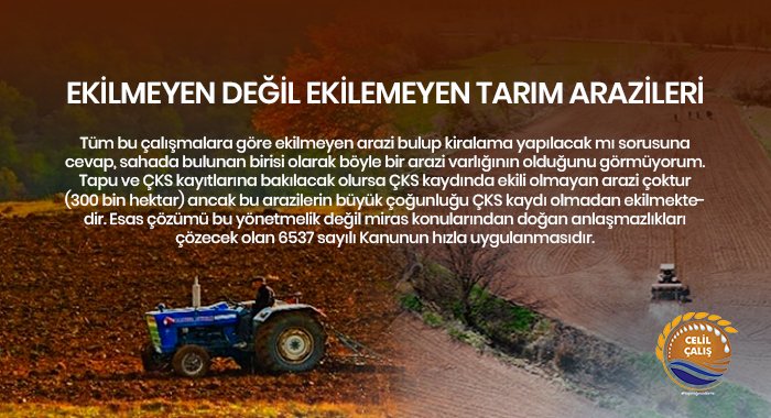 EKİLMEYEN DEĞİL EKİLEMEYEN TARIM ARAZİLERİ